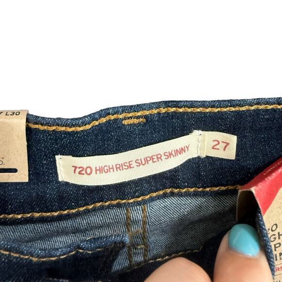 NEW Levi's 720 Size 4 High Rise Super Skinny Jeans Size 27 Blue Denim Slim Fit - Picture 6 of 7